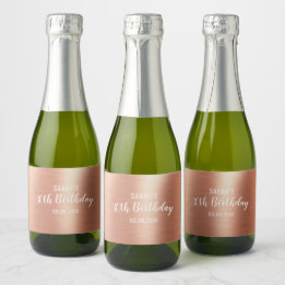 Étiquettes Pour Bouteilles De Vin Mousseux Elégant or Rose n'importe quel âge 30e anniversair