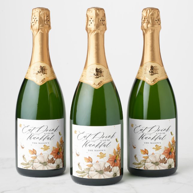 Étiquettes Pour Bouteilles De Vin Mousseux Élégant Thème d'Action de grâce Automatique (Bouteilles)