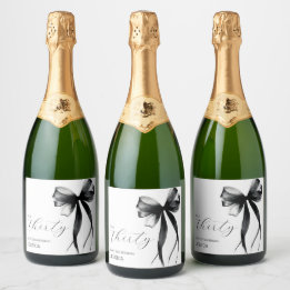 Étiquettes Pour Bouteilles De Vin Mousseux Elegant Thirty Script Bow 40th Birthday Party