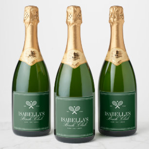 Étiquettes Pour Bouteilles De Vin Mousseux Élégant Vintage Club de Golf de Campagne Vert Ente