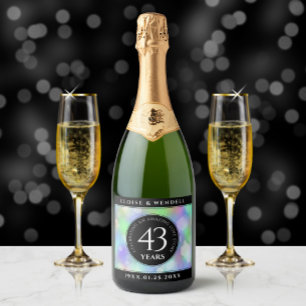 Étiquettes Pour Bouteilles De Vin Mousseux Élégante 43ème anniversaire du Mariage Opal