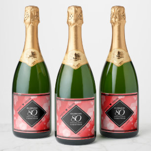 Étiquettes Pour Bouteilles De Vin Mousseux Elégante 80ème anniversaire du Mariage de Ruby