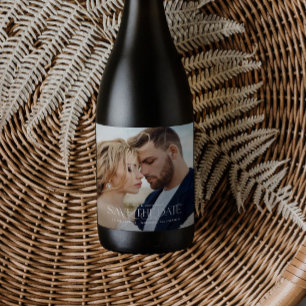 Étiquettes Pour Bouteilles De Vin Mousseux Élégante typographie moderne paysage mariage photo
