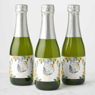 Étiquettes Pour Bouteilles De Vin Mousseux Eléphant de tournesol chic Baby shower 1er anniver