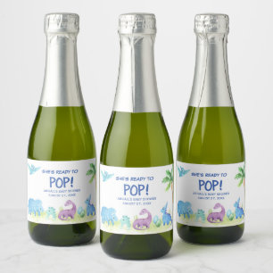 Étiquettes Pour Bouteilles De Vin Mousseux Elle est prête à pop Dinosaur Mini Sparkling Wine 
