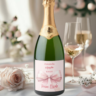 Étiquettes Pour Bouteilles De Vin Mousseux Elle noue le nœud rose Team Bride