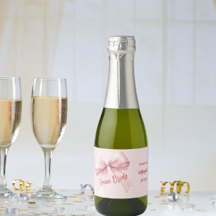 Étiquettes Pour Bouteilles De Vin Mousseux Elle noue le nœud rose Team Bride