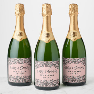 Étiquettes Pour Bouteilles De Vin Mousseux Empreinte de léopard soixante sassy 60e anniversa