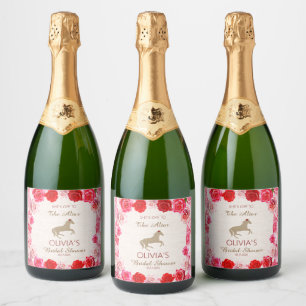 Étiquettes Pour Bouteilles De Vin Mousseux En route vers l'autel Roses rouges Baby shower pou
