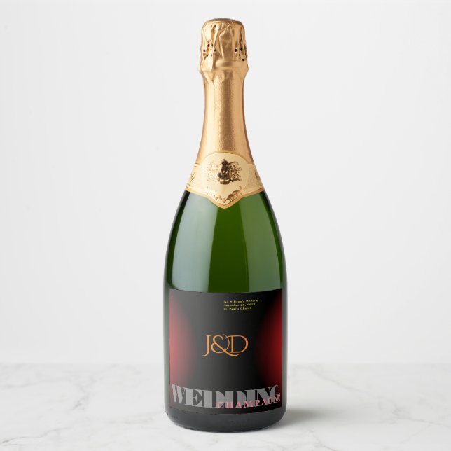 Étiquettes Pour Bouteilles De Vin Mousseux Ensemble de Étiquettes Monogramme de nourriture et (Devant)