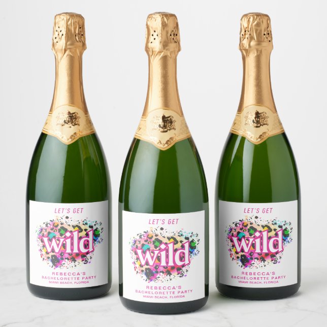 Étiquettes Pour Bouteilles De Vin Mousseux Enterrons la Vie de Fille Cheetah Bachelorette Par (Bouteilles)