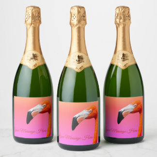 Étiquettes Pour Bouteilles De Vin Mousseux Étiquettes de bouteille flamant rose