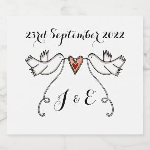 Étiquettes Pour Bouteilles De Vin Mousseux Étiquettes de bouteille Mariage Doves blanches per