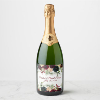 Étiquettes Pour Bouteilles De Vin Mousseux Étiquettes de vin pétillant floral Bourgogne et ma