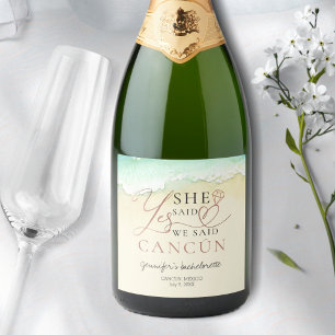 Étiquettes Pour Bouteilles De Vin Mousseux Étiquettes de vin pétillant Plage de Cancun