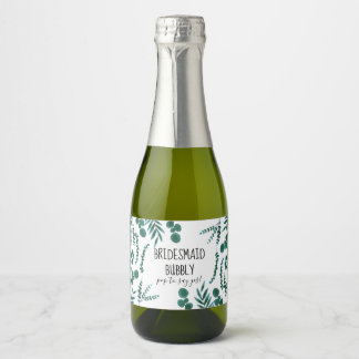 Étiquettes Pour Bouteilles De Vin Mousseux Eucalyptus Bridesmaid Proposition Écrasante Vin