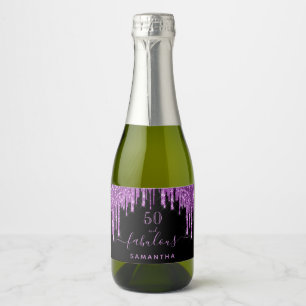 Étiquettes Pour Bouteilles De Vin Mousseux Fabuleux anniversaire noir violet parties scintill