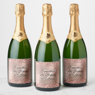 Étiquettes Pour Bouteilles De Vin Mousseux Faux Rose Gold Parties scintillant et Foil 40e ann