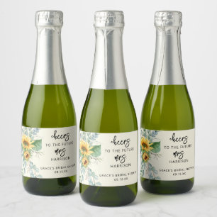 Étiquettes Pour Bouteilles De Vin Mousseux Faveur de mariage Tournesol Eucalyptus À votre san