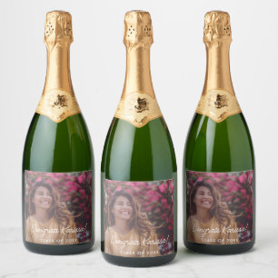 Étiquettes Pour Bouteilles De Vin Mousseux Félicitations à la photo de la graduation