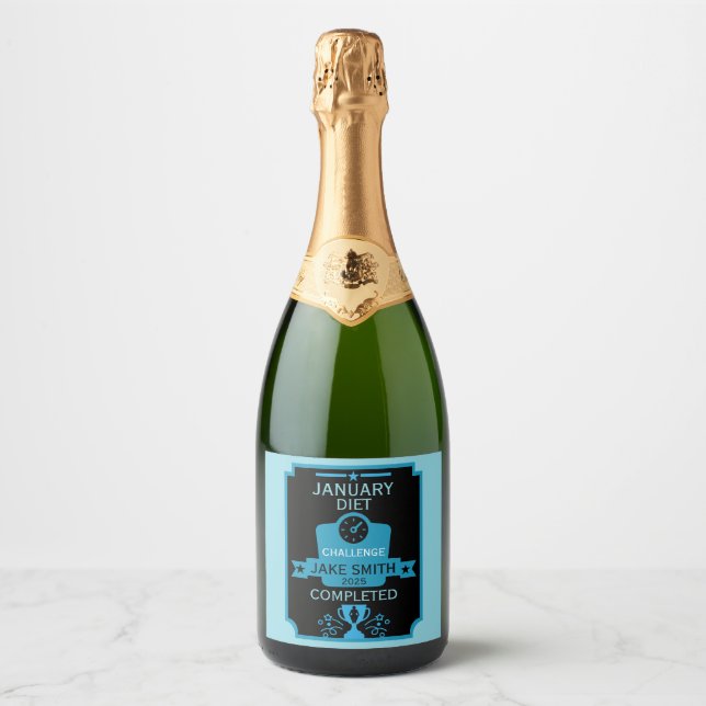 Étiquettes Pour Bouteilles De Vin Mousseux Félicitations pour la perte de poids de janvier (Devant)