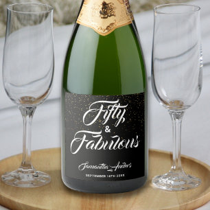 Étiquettes Pour Bouteilles De Vin Mousseux Fête d'anniversaire 50 ans et fabuleuse