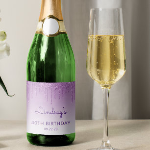 Étiquettes Pour Bouteilles De Vin Mousseux Fête d'anniversaire de 40 ans avec dégoulinade de 