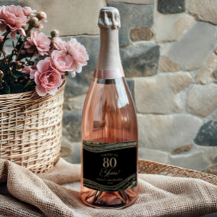 Étiquettes Pour Bouteilles De Vin Mousseux Fête d'anniversaire de 80 ans élégante en agate no