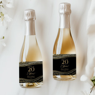 Étiquettes Pour Bouteilles De Vin Mousseux Fête d'anniversaire de mariage de 20 ans en Agate 