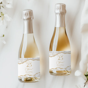Étiquettes Pour Bouteilles De Vin Mousseux Fête d'anniversaire de mariage de 25 ans en Agate