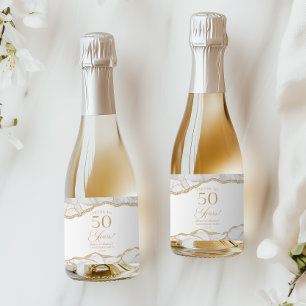 Étiquettes Pour Bouteilles De Vin Mousseux Fête d'anniversaire de mariage de 50 ans en Agate 
