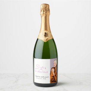 Étiquettes Pour Bouteilles De Vin Mousseux Fête d'anniversaire minimaliste 60 ans et fabuleus