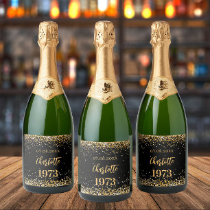 Étiquettes Pour Bouteilles De Vin Mousseux fête d'anniversaire noir or année né