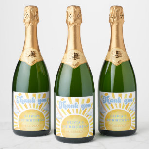 Étiquettes Pour Bouteilles De Vin Mousseux Fête d'anniversaire Sunshine and Clouds