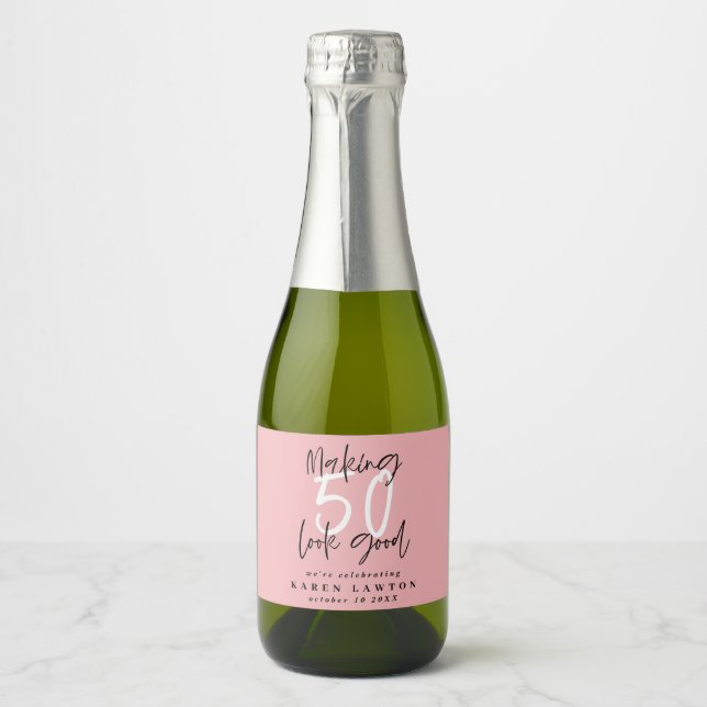 Étiquettes Pour Bouteilles De Vin Mousseux Fête de 50 ans (Devant)