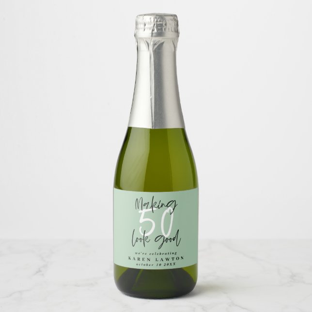 Étiquettes Pour Bouteilles De Vin Mousseux Fête de 50 ans (Devant)