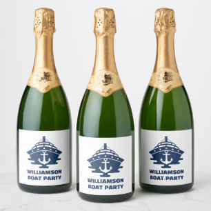 Étiquettes Pour Bouteilles De Vin Mousseux Fête de bateau d'ancre nautique personnalisée