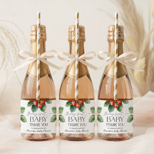 Étiquettes Pour Bouteilles De Vin Mousseux Fête de bébé Baby Shower aux fraises fraîches du m