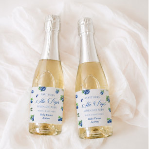 Étiquettes Pour Bouteilles De Vin Mousseux Fête de Bébé Myrtille Pop it Quand Elle Pète