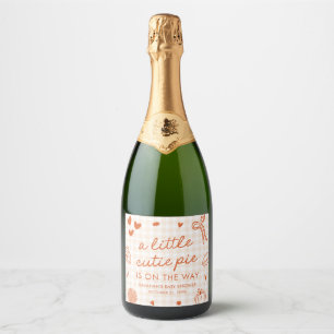 Étiquettes Pour Bouteilles De Vin Mousseux Fête de Bébé « Une Petite Tarte Chérie » Dessinée