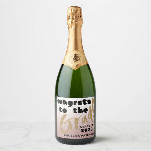Étiquettes Pour Bouteilles De Vin Mousseux Fête de fin d'études moderne dégradé or rose