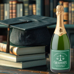 Étiquettes Pour Bouteilles De Vin Mousseux Fête de graduation de l'école de droit blanc perso