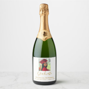 Étiquettes Pour Bouteilles De Vin Mousseux Fête de graduation moderne 2023 Photo Gold