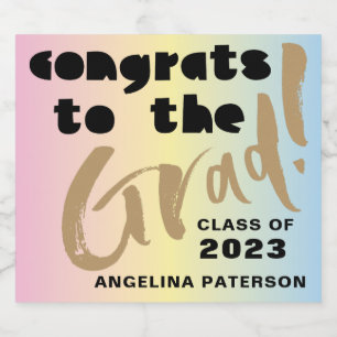 Étiquettes Pour Bouteilles De Vin Mousseux Fête de graduation moderne couleurs pastel