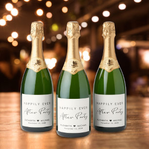 Étiquettes Pour Bouteilles De Vin Mousseux Fête de mariage crème Happily Ever After