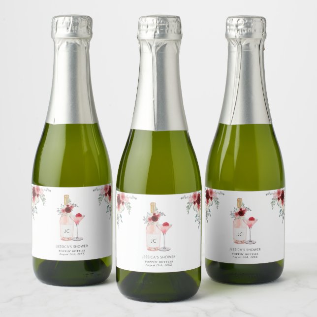 Étiquettes Pour Bouteilles De Vin Mousseux Fête de mariage Petals & Prosecco (Bouteilles)