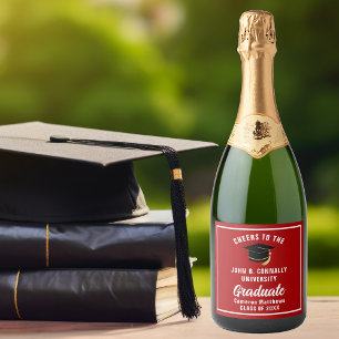 Étiquettes Pour Bouteilles De Vin Mousseux Fête de remise de diplômes sur mesure Rouge Blanc 