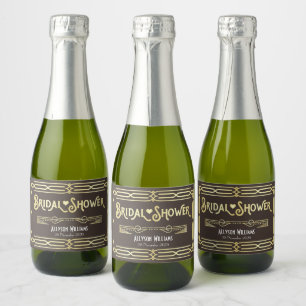 Étiquettes Pour Bouteilles De Vin Mousseux Fête des mariées Art déco Gold Chocolate Favoriser