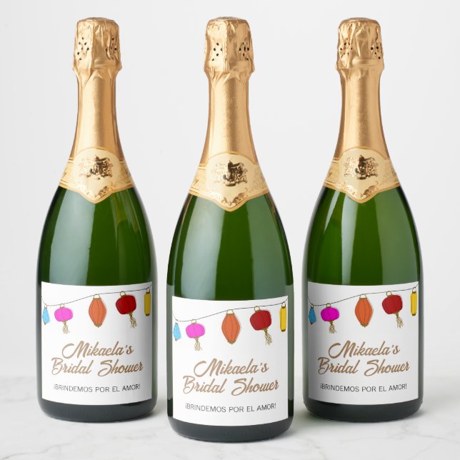 Étiquettes Pour Bouteilles De Vin Mousseux Fête des mariées de lanterne chinoise (Bouteilles)
