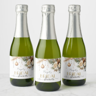 Étiquettes Pour Bouteilles De Vin Mousseux Fête des mariées de Noël Boho Chic Winter Floral